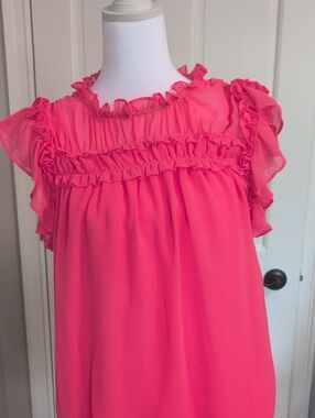 1. State Pink Ruffle Sleeve Blouse